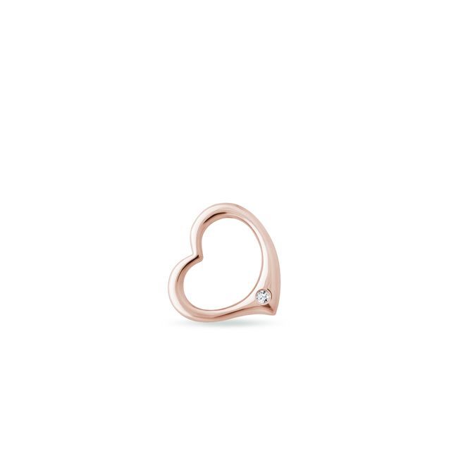 14K ROSE GOLD HEART PENDANT WITH A DIAMOND - PENDANTS - NECKLACES