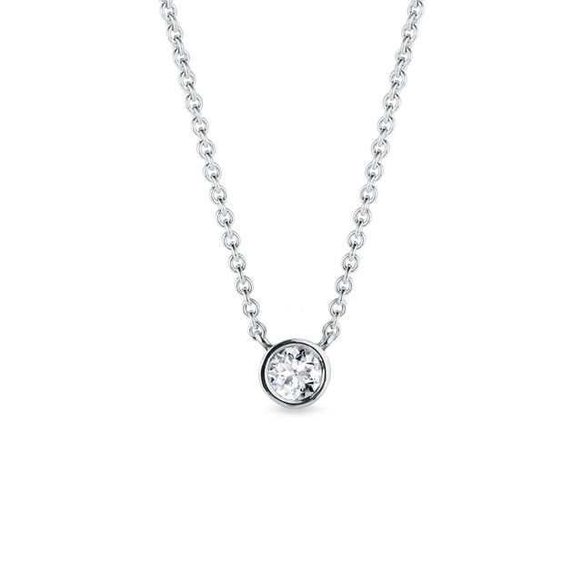 BAZEL NECKLACE WITH BRILLIANT IN WHITE GOLD - DIAMOND NECKLACES - NECKLACES