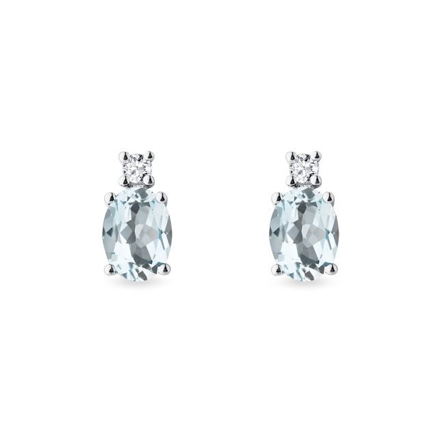 AQUAMARINE AND DIAMOND EARRINGS IN WHITE GOLD - AQUAMARINE EARRINGS - EARRINGS