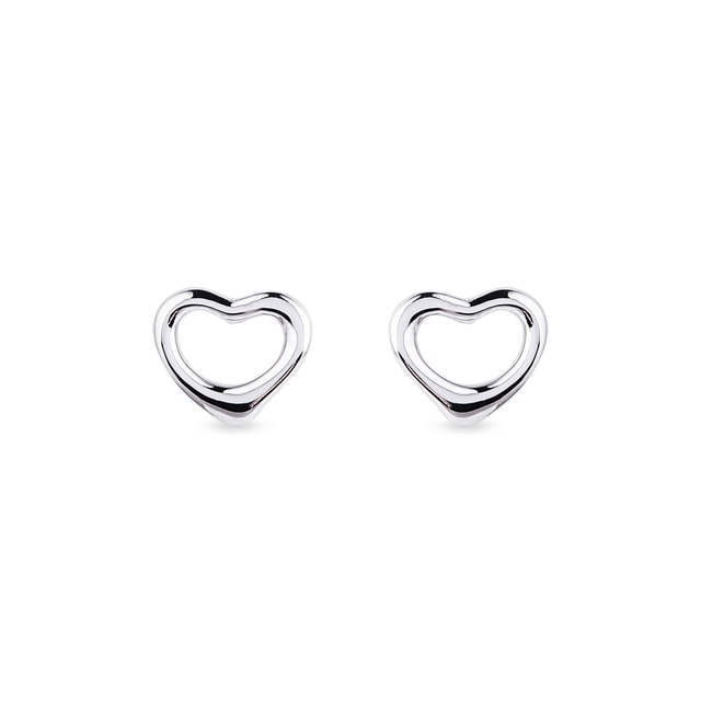 BOUCLES D'OREILLES EN OR BLANC EN FORME DE CŒUR - BOUCLES D'OREILLES EN OR BLANC - BOUCLES D'OREILLES