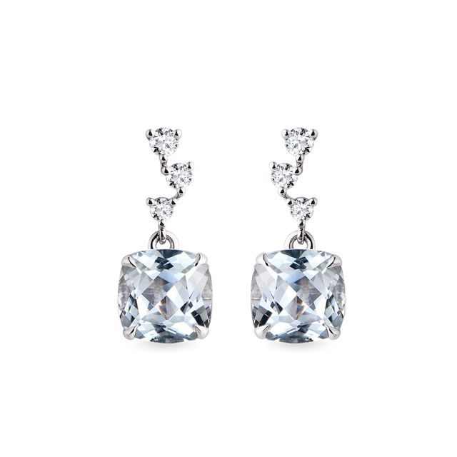 Earrings with Aquamarine and Brilliants in White Gold