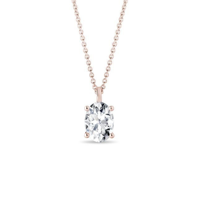 HALSKETTE AUS ROSÉGOLD MIT OVALEM LABOR-DIAMANTEN - KETTEN MIT DIAMANTEN - KETTEN