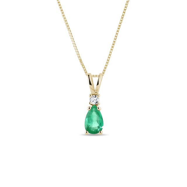 EMERALD AND DIAMOND NECKLACE IN YELLOW GOLD - EMERALD NECKLACES - NECKLACES