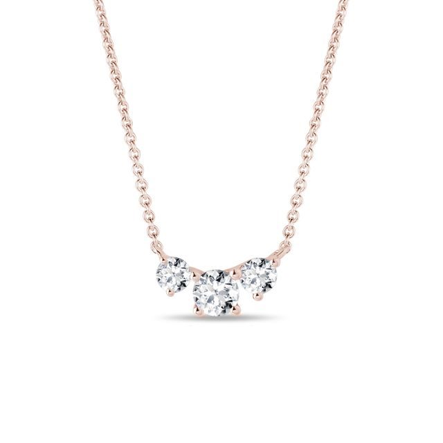 HALSKETTE MIT DREI DIAMANTEN AUS ROSÉGOLD - KETTEN MIT DIAMANTEN - KETTEN