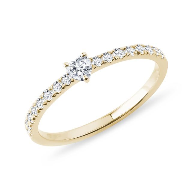 HEART-SHAPED DIAMOND RING IN YELLOW GOLD - DIAMOND ENGAGEMENT RINGS - ENGAGEMENT RINGS