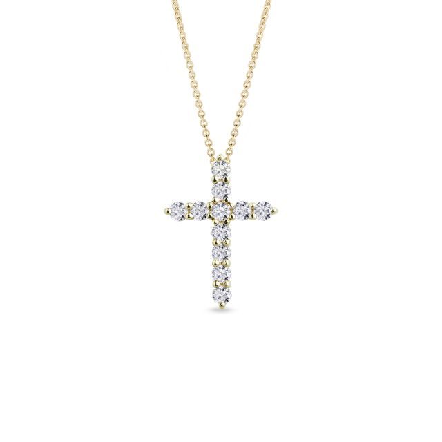 Diamond cross necklace in yellow gold