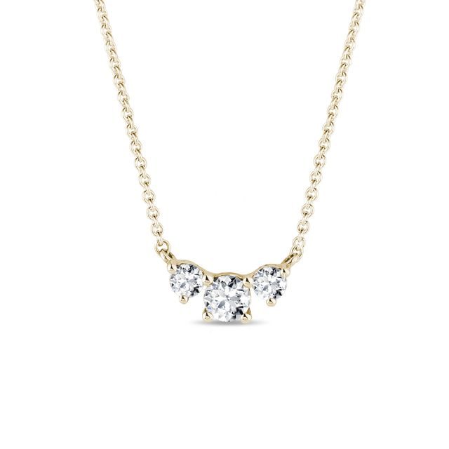 NECKLACE WITH THREE DIAMONDS IN YELLOW GOLD - DIAMOND NECKLACES - NECKLACES