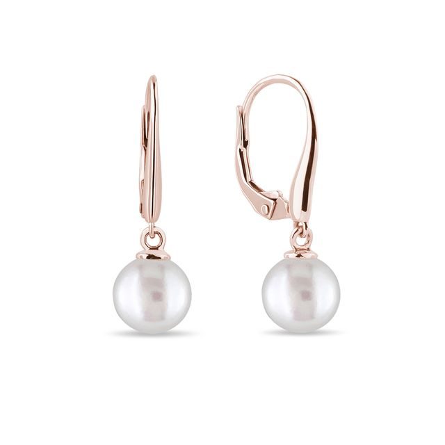 PEARL EARRINGS IN 14K ROSE GOLD - PEARL EARRINGS - PEARL JEWELRY