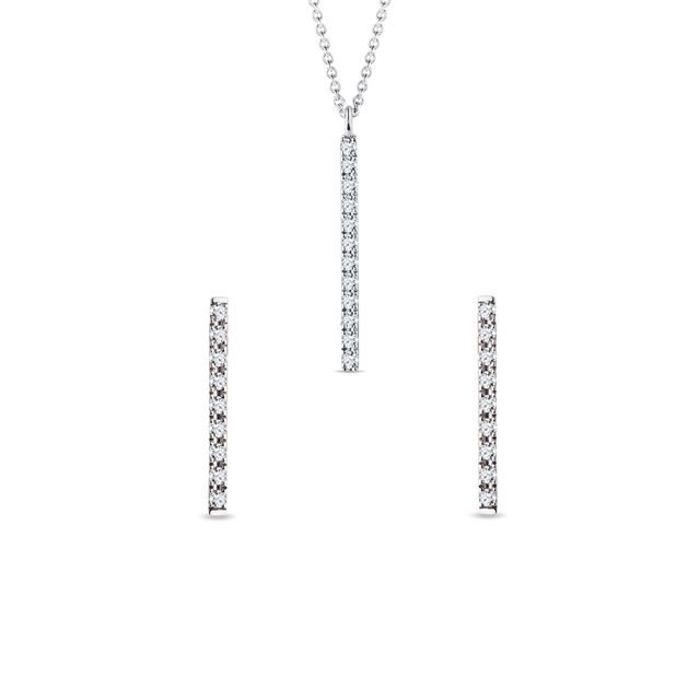 WHITE GOLD DIAMOND BAR JEWELRY SET - DIAMOND SETS - FINE JEWELRY