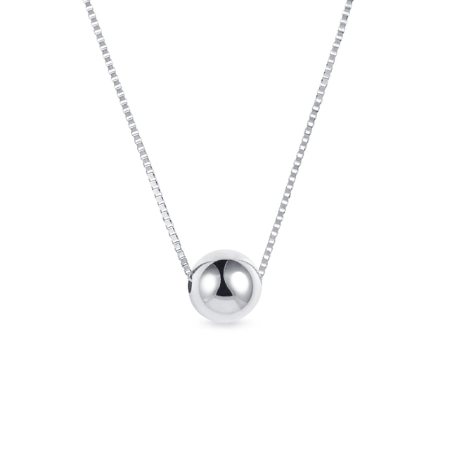 BALL PENDANT NECKLACE IN WHITE GOLD - WHITE GOLD NECKLACES - NECKLACES