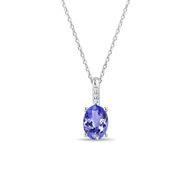 COLLIER EN OR BLANC AVEC DIAMANTS ET TANZANITE - COLLIERS AVEC TANZANITE - COLLIERS