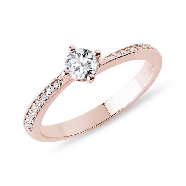 ENGAGEMENT RING WITH BRILLIANTS IN 14K ROSE GOLD - DIAMOND ENGAGEMENT RINGS - ENGAGEMENT RINGS