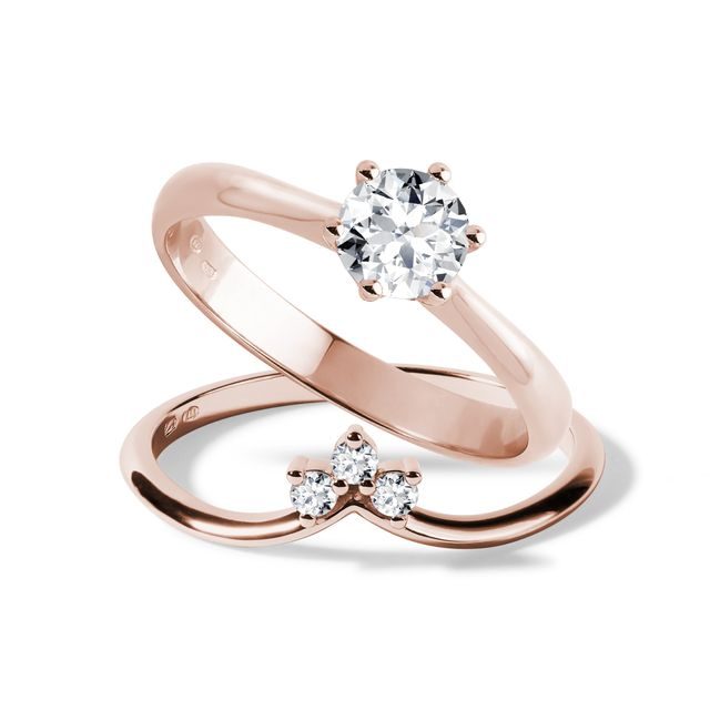LAB GROWN DIAMOND ENGAGEMENT SET IN ROSE GOLD - ENGAGEMENT AND BRIDAL RING SETS - ENGAGEMENT RINGS