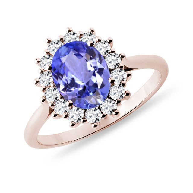 TANSANIT-RING MIT DIAMANTEN IN ROSÉGOLD - RINGE TANSANIT - RINGE