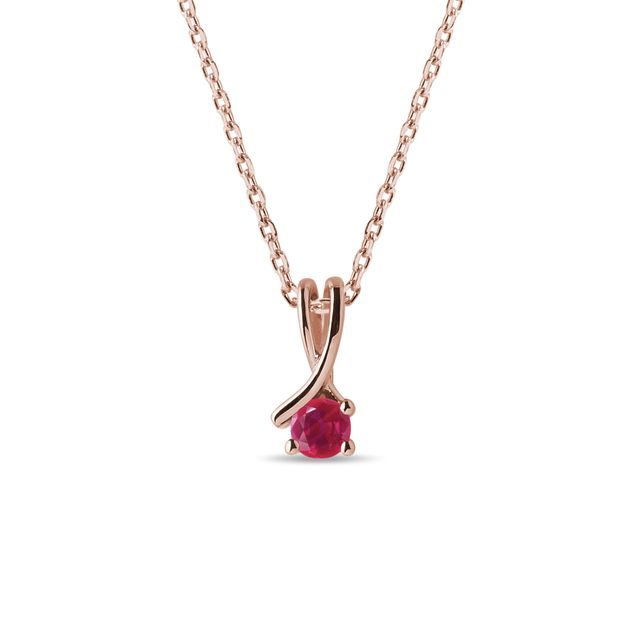 RUBY RIBBON NECKLACE IN ROSE GOLD - RUBY NECKLACES - NECKLACES