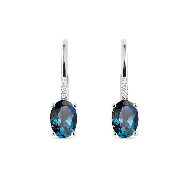 White Gold Earrings with Diamonds and Topaz