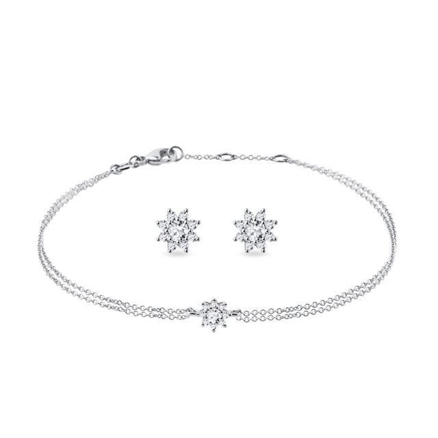 SET DIAMANTOVÝCH NÁUŠNIC A NÁRAMKU V BÍLÉM ZLATĚ - DIAMANTOVÉ SOUPRAVY - ŠPERKY