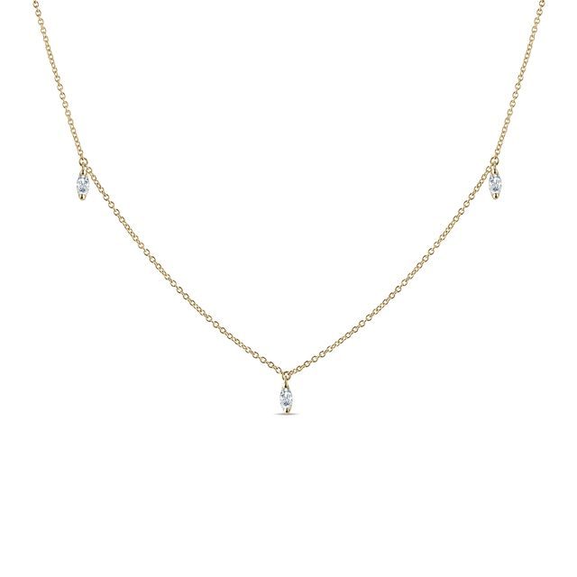 Marquise diamond necklace in yellow gold