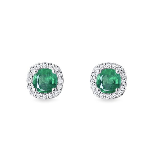 OHRRINGE MIT SMARAGDEN UND DIAMANTEN AUS WEISSGOLD - OHRRINGE MIT SMARAGD - OHRRINGE
