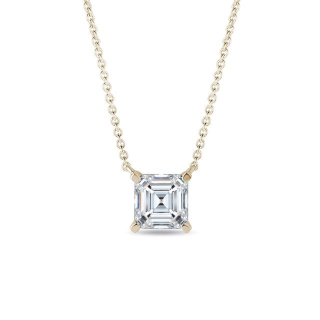 LAB GROWN ASSCHER DIAMOND GOLD NECKLACE - DIAMOND NECKLACES - NECKLACES