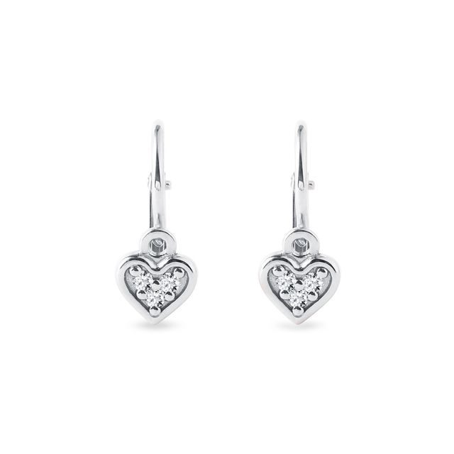 HEART-SHAPED CHILDREN'S EARRINGS WITH DIAMONDS IN WHITE GOLD - CHILDREN'S EARRINGS - EARRINGS