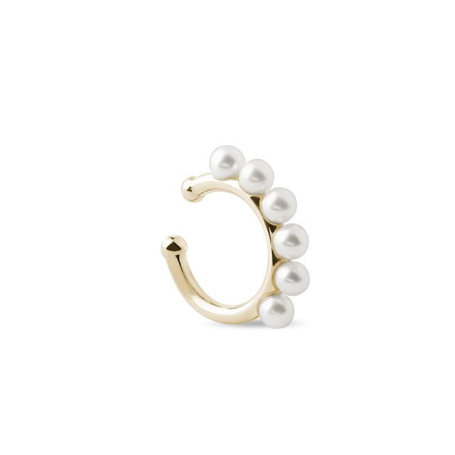 SINGLE PEARL EAR CUFF IN YELLOW GOLD - EAR CUFFS - EARRINGS