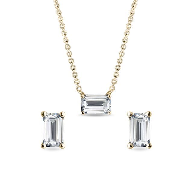 MOISSANITE EARRING AND NECKLACE SET MADE OF YELLOW GOLD - JEWELLERY SETS - FINE JEWELLERY