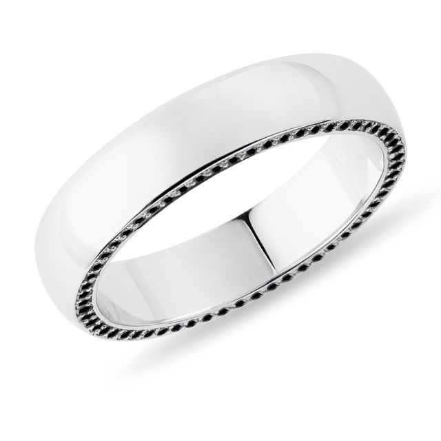 HERREN-EHERING AUS WEISSGOLD MIT SCHWARZEN DIAMANTEN - TRAURINGE FÜR HERREN - TRAURINGE