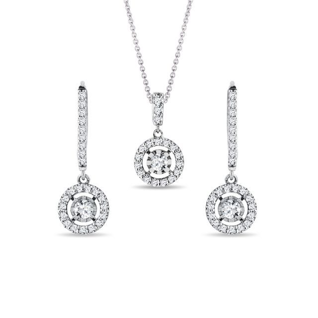 LUXURIOUS DIAMOND EARRING AND NECKLACE SET IN WHITE GOLD - JEWELLERY SETS - FINE JEWELLERY