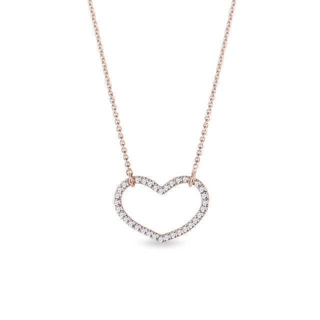 Diamond heart necklace in rose gold