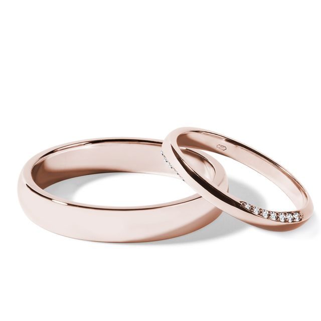 DIAMOND AND ROSE GOLD WEDDING BAND SET - ROSE GOLD WEDDING SETS - WEDDING RINGS