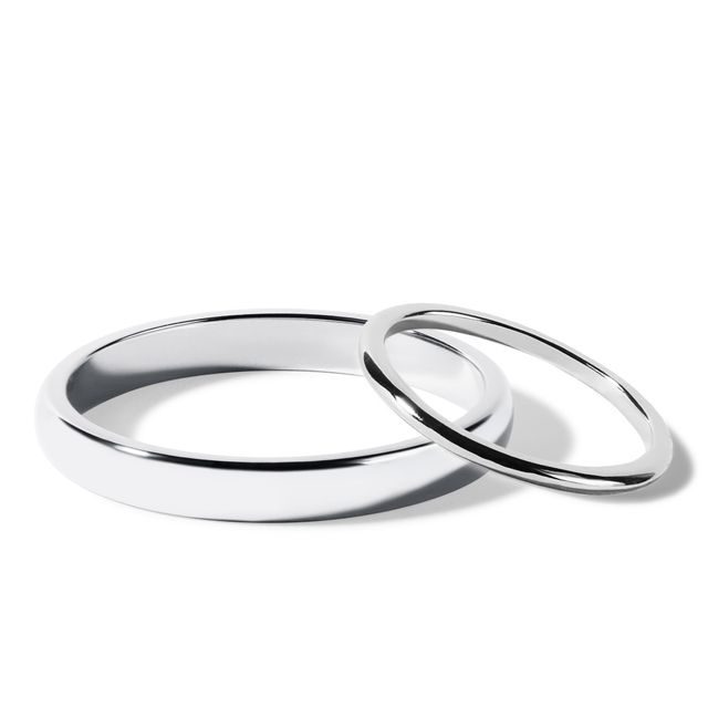 WHITE GOLD WEDDING BAND SET WITH SHINY FINISH - WHITE GOLD WEDDING SETS - WEDDING RINGS