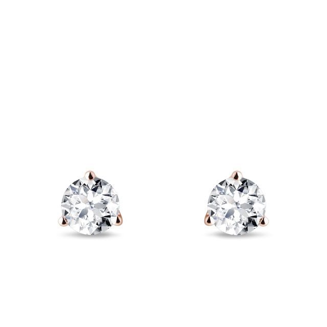 STUD EARRINGS MADE OF ROSE GOLD WITH BRILLIANTS - DIAMOND STUD EARRINGS - EARRINGS