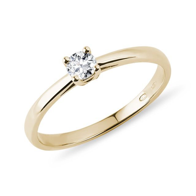 ENGAGEMENT RING WITH BRILLIANT IN YELLOW GOLD - SOLITAIRE ENGAGEMENT RINGS - ENGAGEMENT RINGS