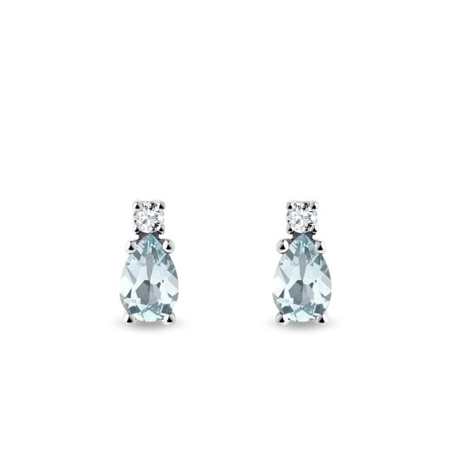 AQUAMARINE AND DIAMOND EARRINGS IN WHITE GOLD - AQUAMARINE EARRINGS - EARRINGS