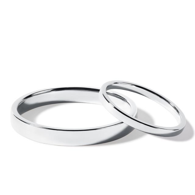 HIS AND HERS MINIMALIST WHITE GOLD WEDDING BAND SET - WHITE GOLD WEDDING SETS - WEDDING RINGS