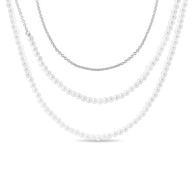 KETTE MIT SÜSSWASSERPERLEN IN WEISSGOLD, 85 CM LANG - PERLEN KETTEN - PERLEN