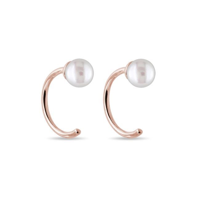 Minimalist Rose Gold Pearl Earrings