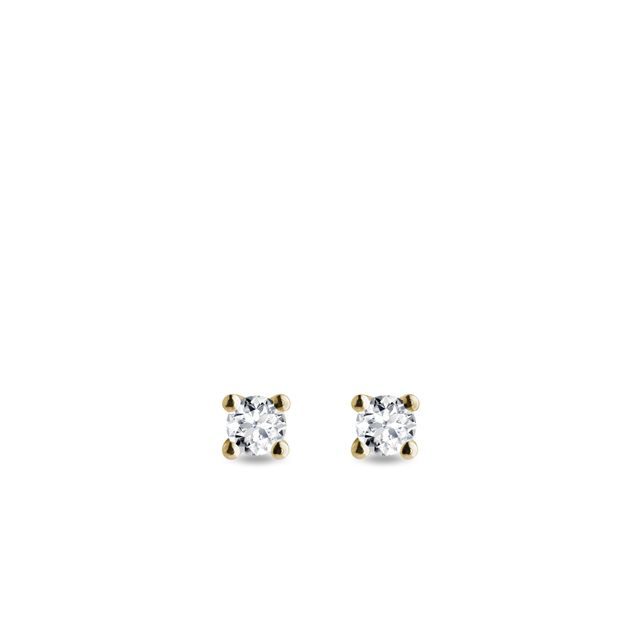 WINZIGE GELBGOLD-OHRRINGE MIT DIAMANT - OHRSTECKER DIAMANT - OHRRINGE