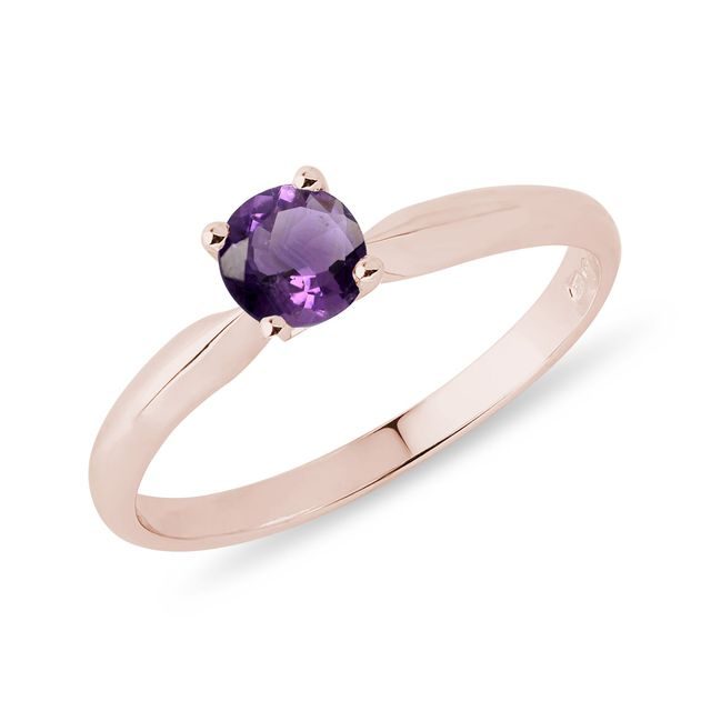 Purple amethyst ring in rose gold