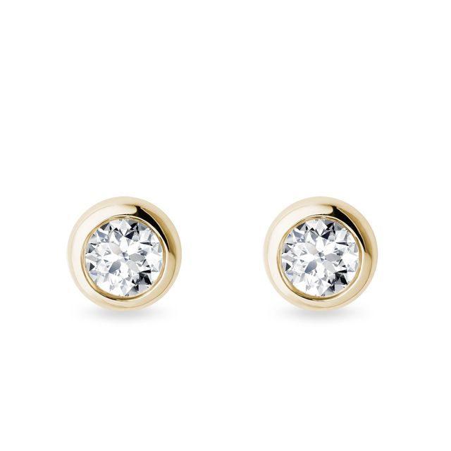 LAB-GROWN DIAMOND BEZEL STUD EARRINGS IN YELLOW GOLD - DIAMOND STUD EARRINGS - EARRINGS