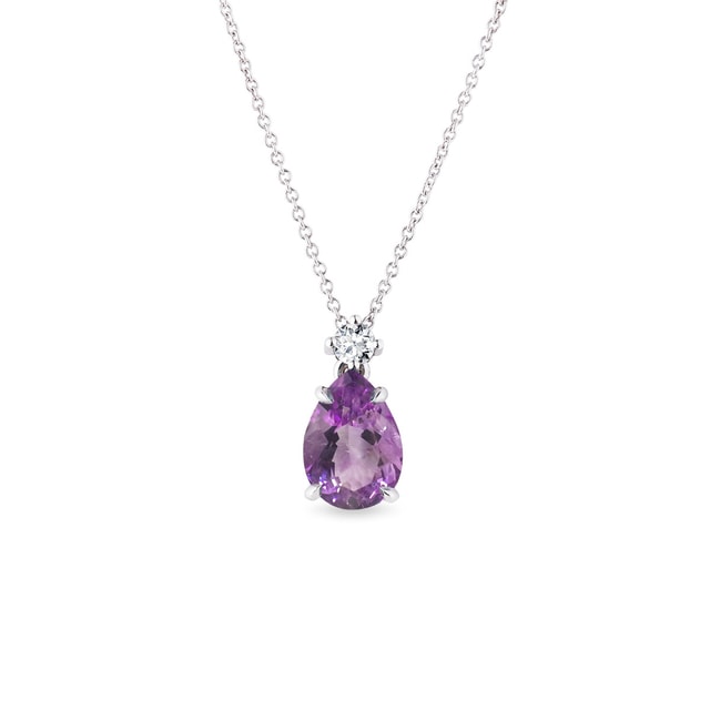 Amethyst and diamond necklace in white gold