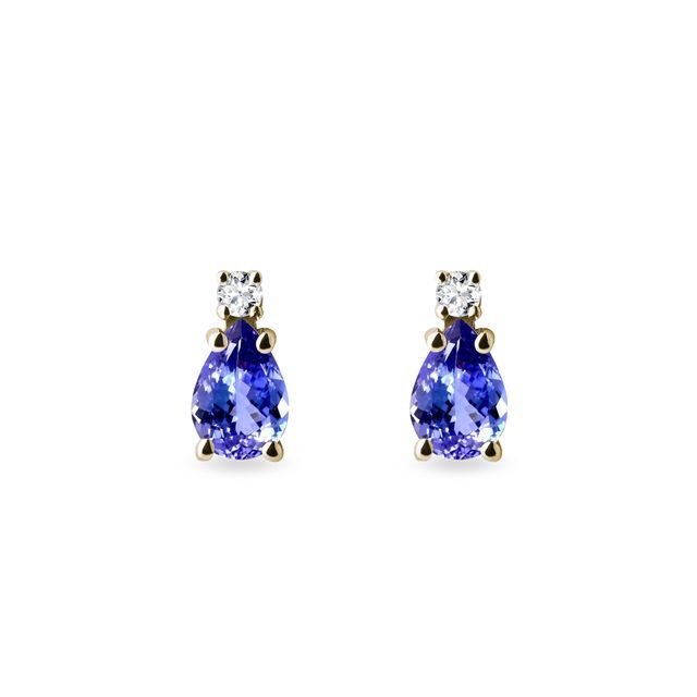 TANZANITE AND DIAMOND EARRINGS IN YELLOW GOLD - TANZANITE EARRINGS - EARRINGS