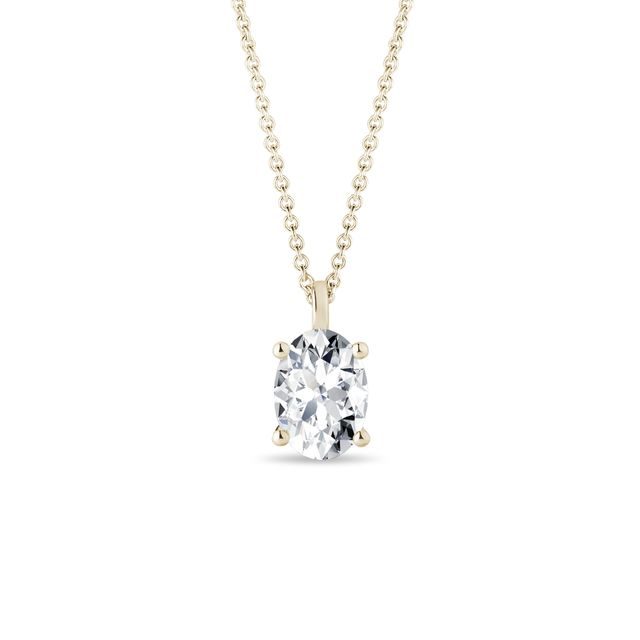 HALSKETTE AUS GELBGOLD MIT OVALEM LABOR-DIAMANTEN - KETTEN MIT DIAMANTEN - KETTEN