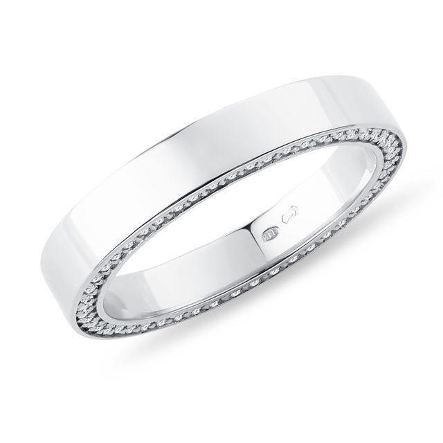 DIAMOND SIDE CHANNEL MEN'S WHITE GOLD BAND - RINGS FOR HIM - WEDDING RINGS