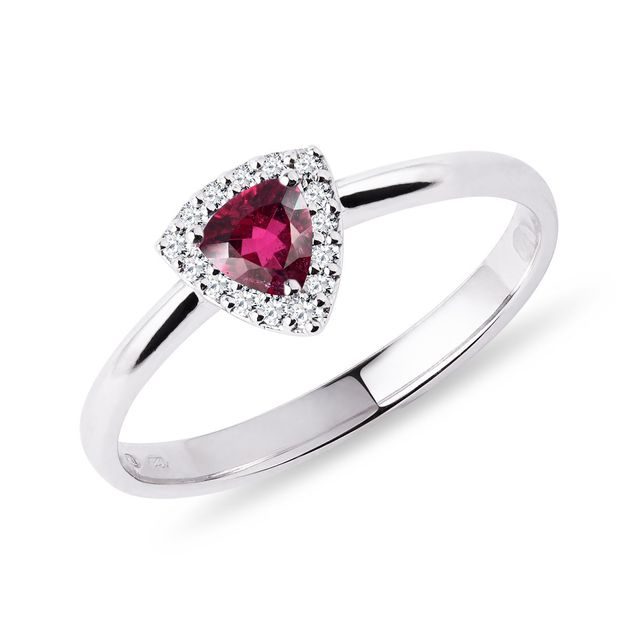 Rubellite and diamond ring in white gold