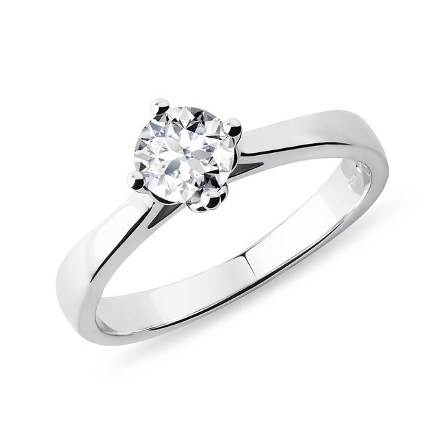 BAGUE DE FIANÇAILLES EN OR BLANC AVEC DIAMANT 0,5CT - BAGUES AVEC DIAMANTS DE SYNTHÈSE - BAGUES DE FIANÇAILLES
