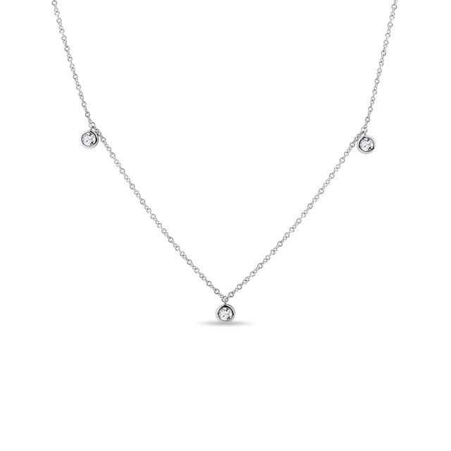 NÁHRDELNÍK Z BIELEHO ZLATA S BEZEL DIAMANTMI - NÁHRDELNÍKY S DIAMANTMI - NÁHRDELNÍKY