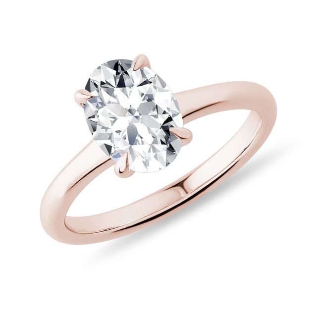 ROSE GOLD 1.5 CARAT OVAL DIAMOND RING - RINGS WITH LAB-GROWN DIAMONDS - ENGAGEMENT RINGS