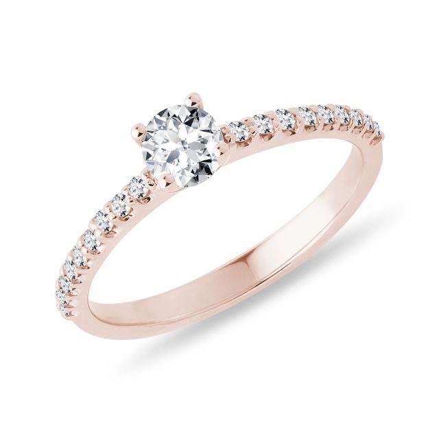 ANNEAU D'OR ROSE AVEC DIAMANTS TAILLE BRILLANT - BAGUES DE FIANÇAILLES EN DIAMANT - BAGUES DE FIANÇAILLES